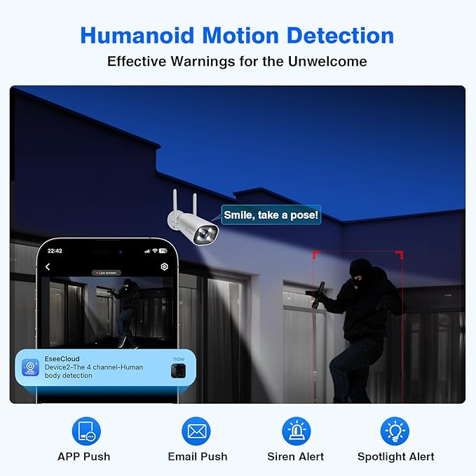 Cromorc Expandable 16CH NVR Wireless Security Camera System