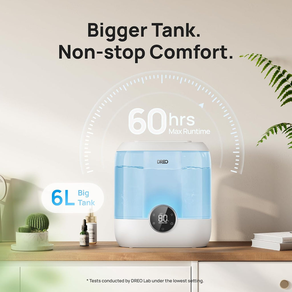 dreo 6l top fill humidifiers for bedroom, 60h, close-up detail