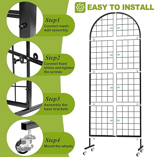 VGMiu Grid Wall Panel 1PCS Display Stand 2' x 5.2' FT Black Grid Wall Panels