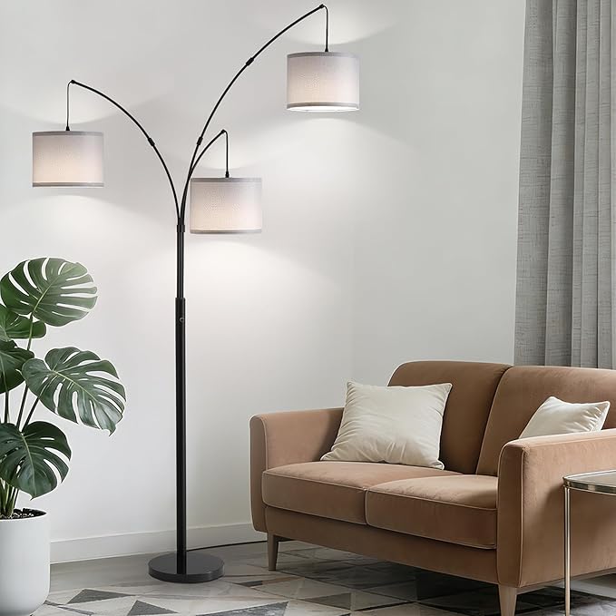 Fansdrick Floor lamp with Remote, 3 Light Arc Floor Lamps