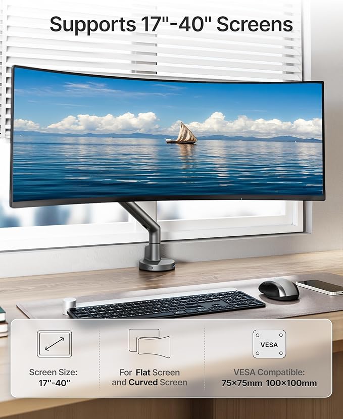 monTEK Single Monitor Arm with USB