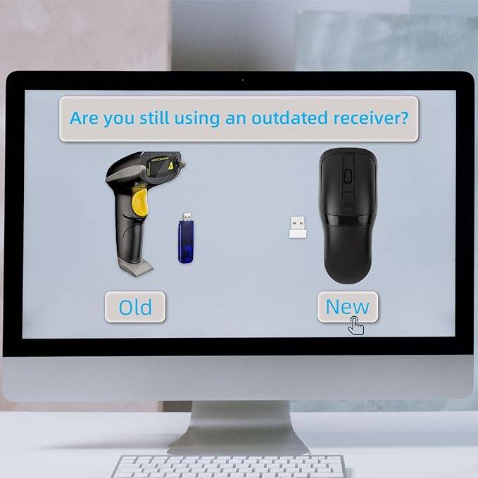 THARO New Wireless Mouse Barcode Scanner, 2-in-1 Design 2D Handheld Barcode