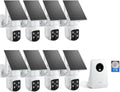 4MP Solar 8-Cam Kit, Security Cameras Outdoor Wireless, 1TB HDD，Color Night Vision, 360° PTZ, No Monthly Fees