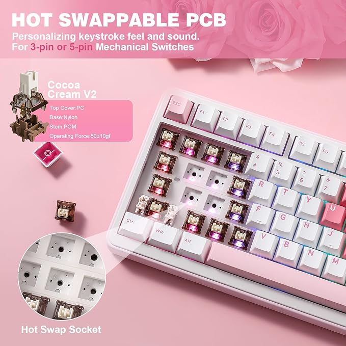 YUNZII B75 PRO Wireless Mechanical Keyboard, 75% Layout