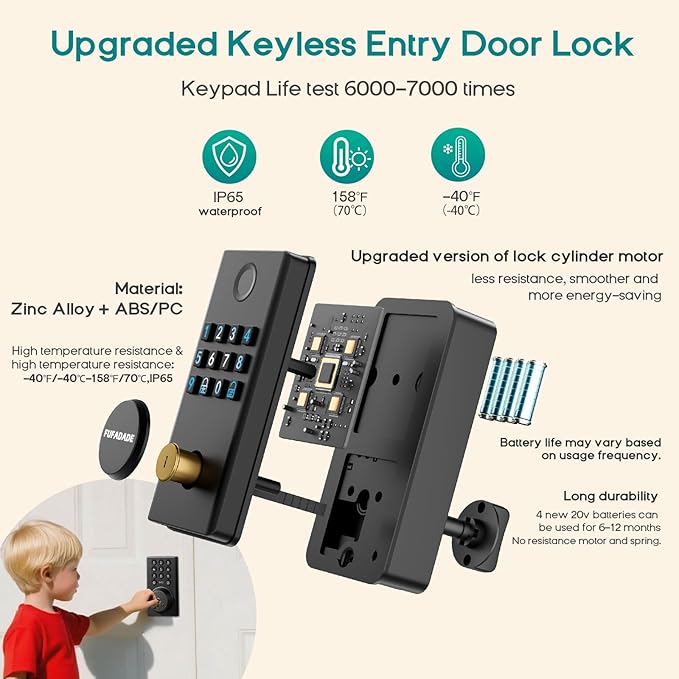 Keyless Entry Door Lock Deadbolt, Upgraded Electronic Deadbolt Smart Lock