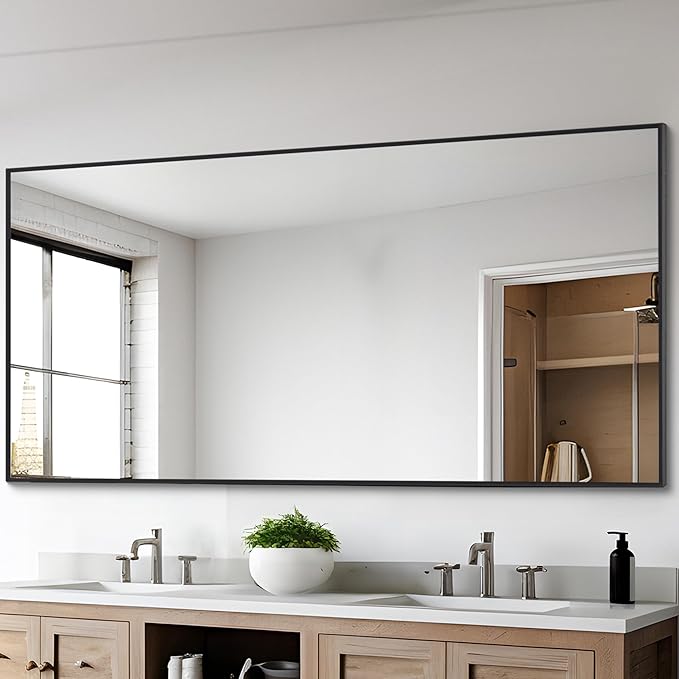 Black Bathroom Mirror for Wall, 30x60 Inch Rectangle Mirrors