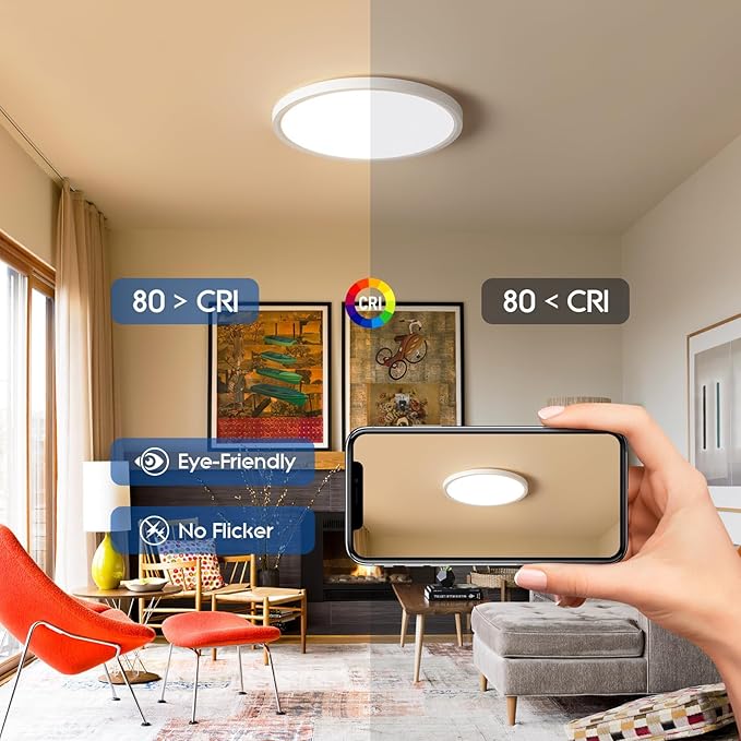 YELIOLED 6 Pack 12 Inch Slim Dimmable LED Flush Mount Ceiling Light Fixtures