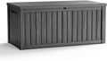 Vixzen Outdoor Storage Deck Box Waterproof Resin Lockable Outside Bench Porch Patio Furniture Pool Float Garden Tool Cushion UV Resistant Bin(169 Gallon, Black)