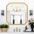 Gold Bathroom Mirror for Wall 24" x 24" Modern Rounded Corner Square Mirror