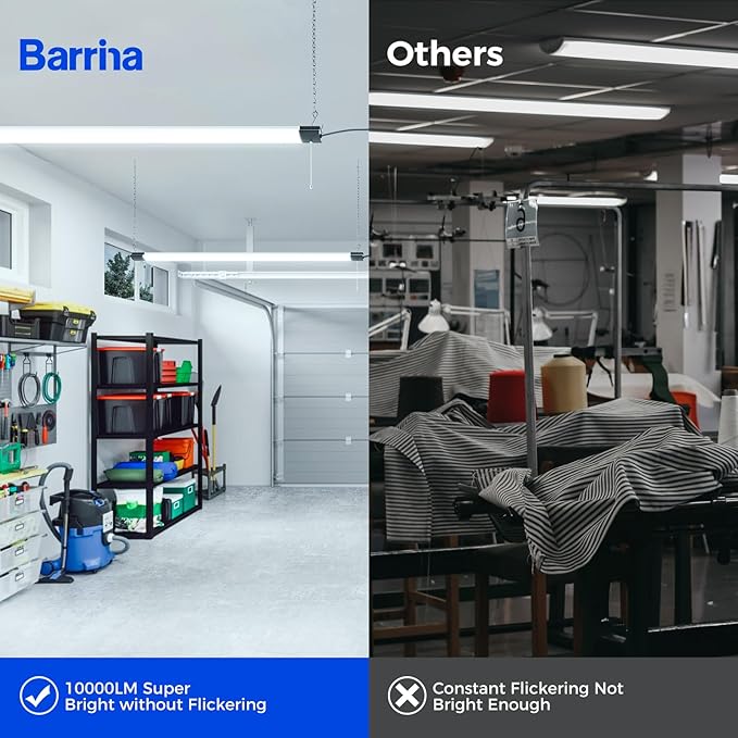 Barrina BS84 LED Shop Light for Garage, 6500K Linkable Light Fixture for