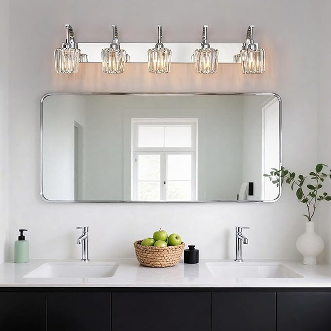 FDPBY Modern Bathroom Vanity Light, 5-Light Chrome Wall Sconce