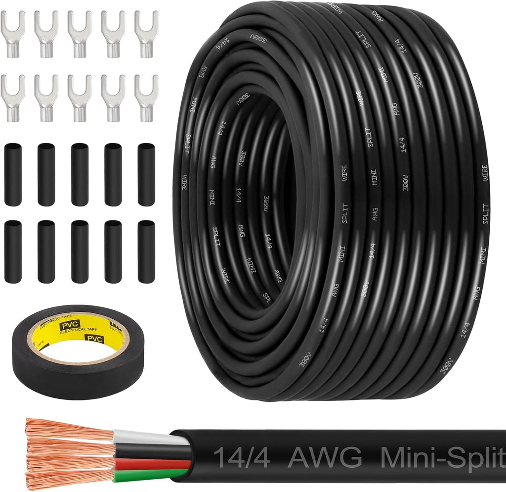 MOOKEERF 14/4 AWG Mini-Split Cable - 150FT 14 AWG 4 Conductor Control Cable