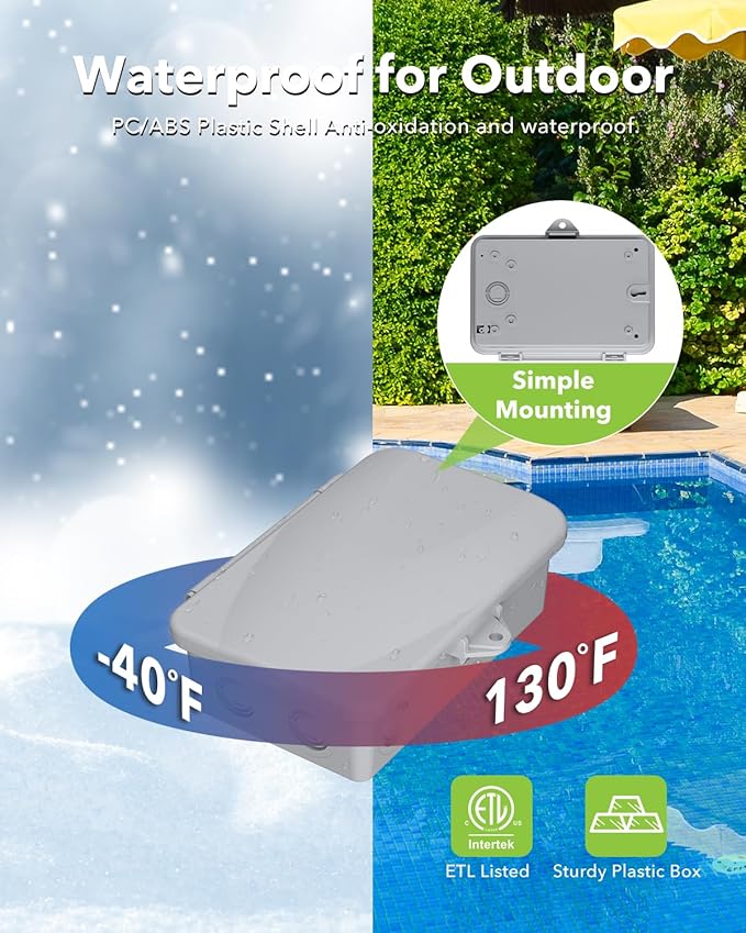BN-LINK Pool Pump Timer, Outdoor Mechanical Timer Box, Heavy Duty 24 Hour