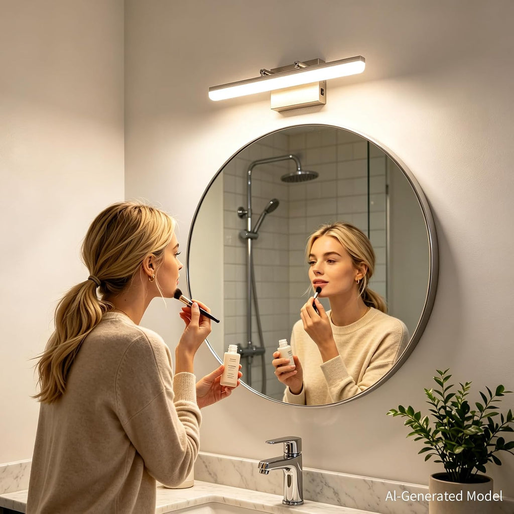 Brushed Nickel Vanity Light, 15.7” Dimmable LED Bathroom Light Bar with 5CCT, Adjustable Angle – Modern Wall Lighting for Bathroom, Powder Room, Bedroom, Apartment, Hotel