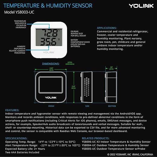 YoLink SpeakerHub & Two Temp/Humidity Sensors Starter Kit – Audio Hub Plays (2-Pack)