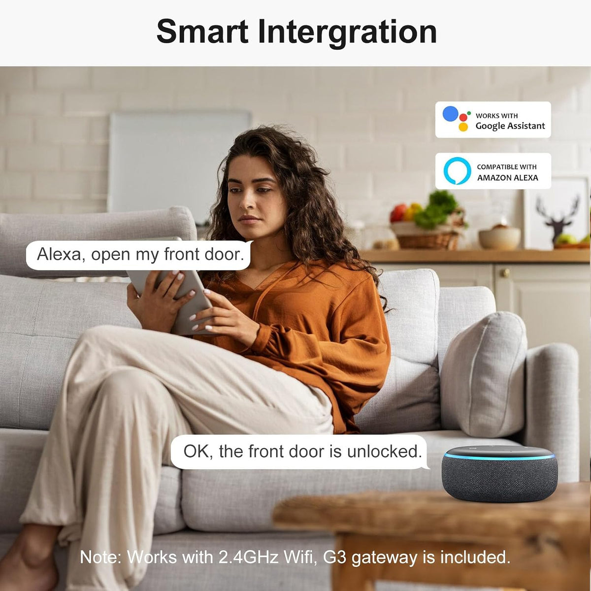 smonet smart lock wifi keypad door lock with, side view