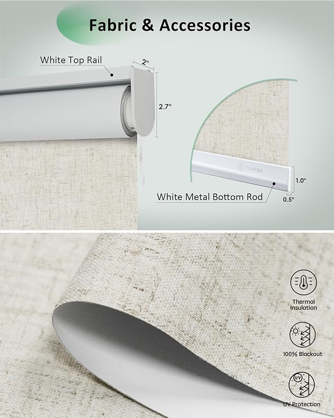 Yoolax Motorized Blinds App Control, Cordless Automatic Shades Roller Window