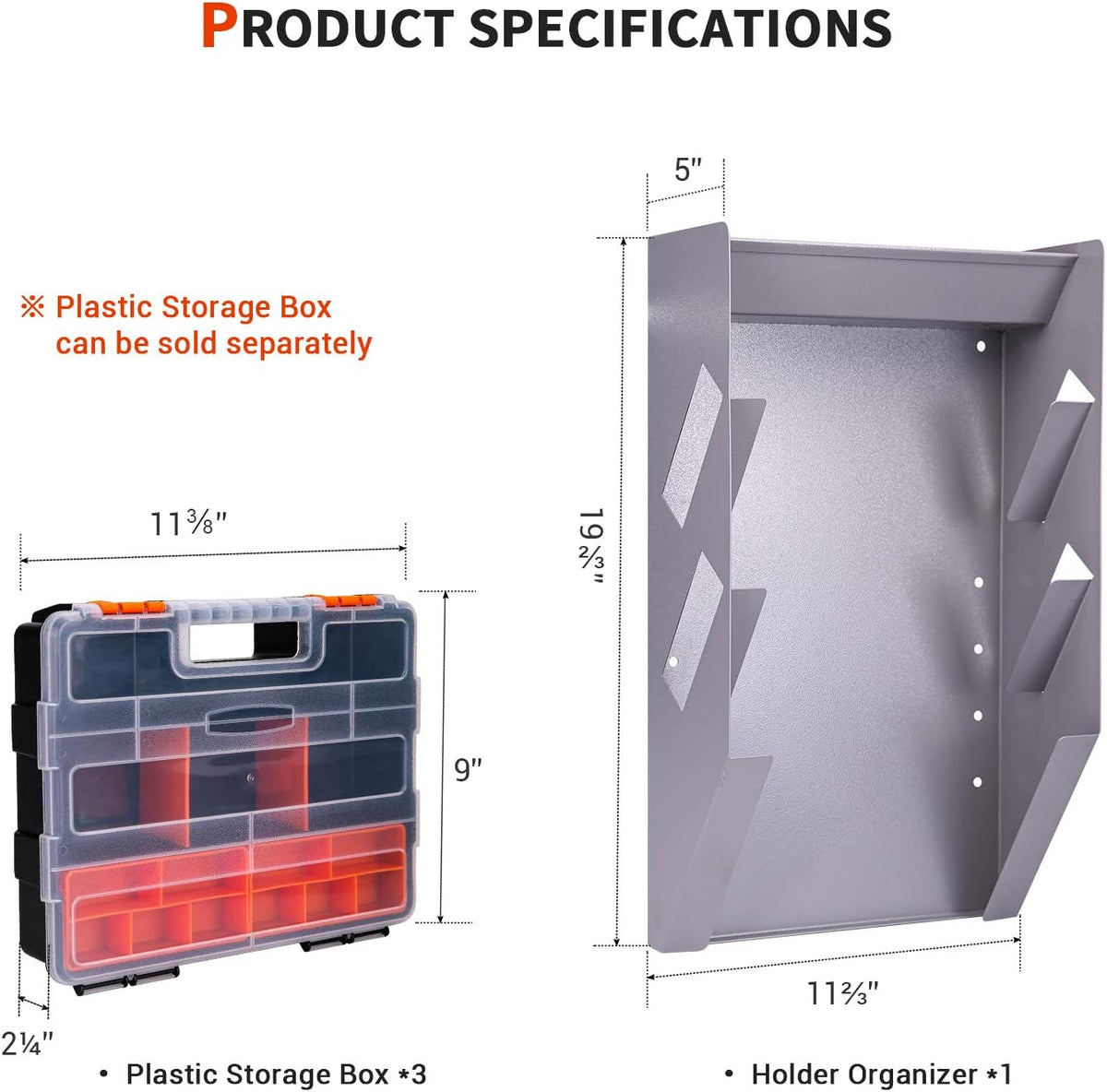 p-sh-hanging tote kit for shelving, 3 plastic storage shown in use