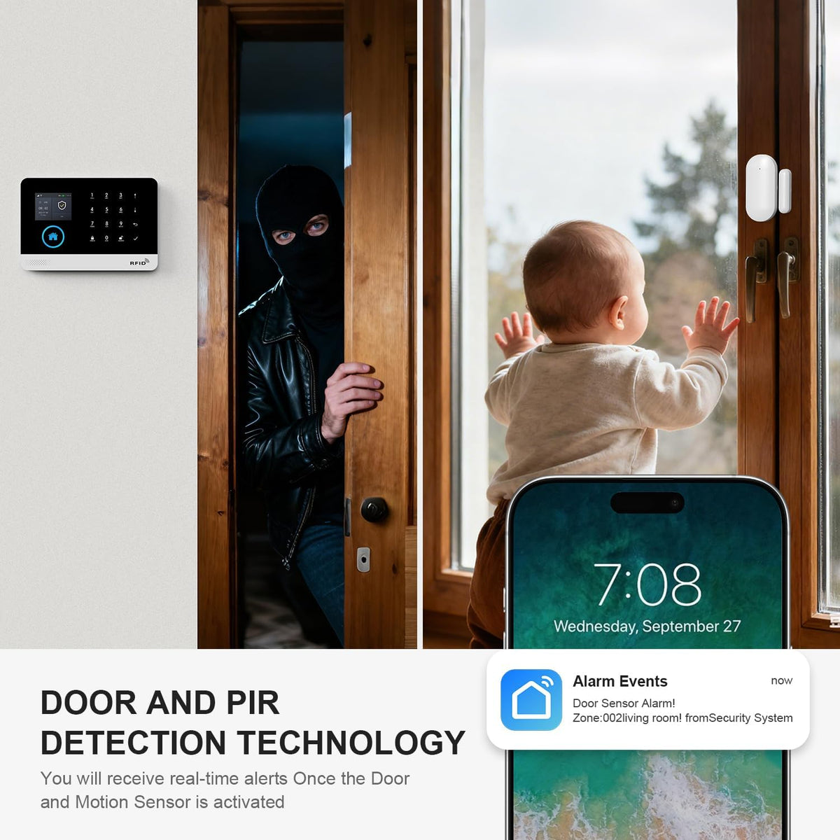 lwohsi wireless alarm system, anti-theft home security systems on a desk or shelf