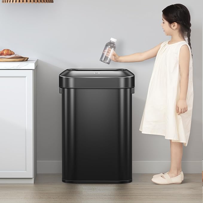 EKO Urban 24 Gallon/90 Liter Open Top Stainless Steel Slim Commercial Trash Can