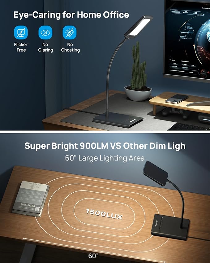 TROND Desk Lamp, Bright Dimmable Eye-Caring Table Lamp, 3 Color Modes 7