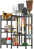 Garden Tool Organizer with Basket, 3-Tier Yard Storage Rack for Garage