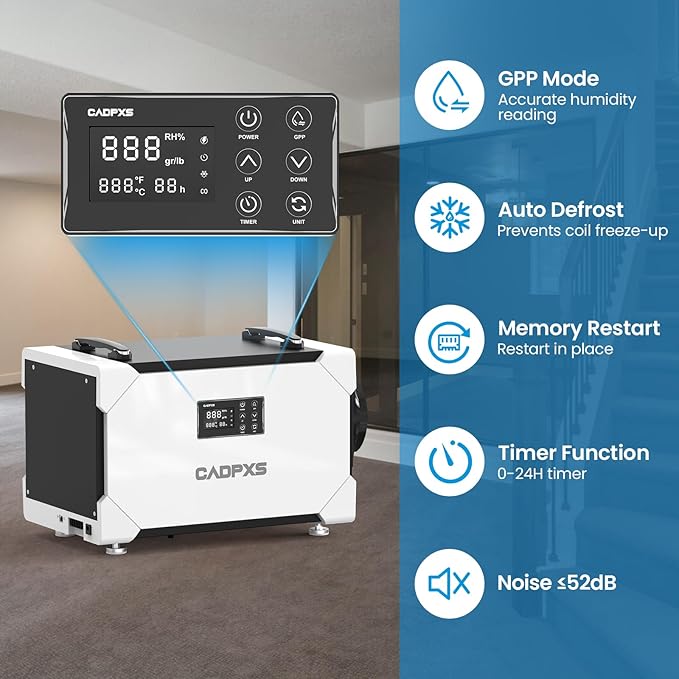 CADPXS Crawlspace Dehumidifier, 145 Pints Commercial-Grade Dehumidifier