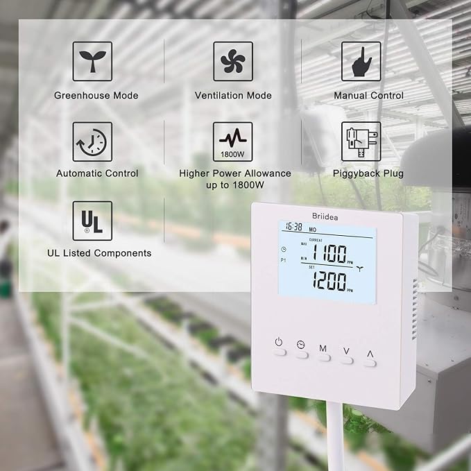 Briidea CO2 Controller and Monitor, Day and Night Programmable CO2 Controller