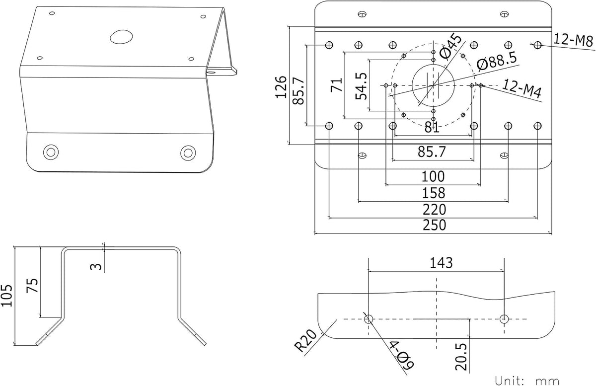 kenuco cm ds-1276zj universal corner bracket most hik-compatible, close-up detail