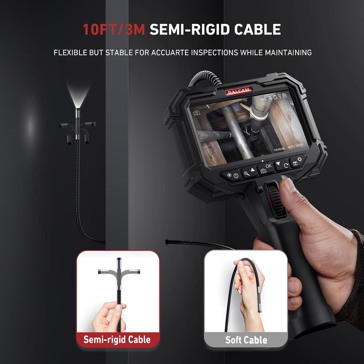 ralcam two-way articulating borescope for mechanic automotive hvac shown in use
