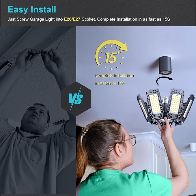 CHENGCHILIT LED Garage Light 8 Pack - 200w 20000LM 6500K Garage Lights Ceiling
