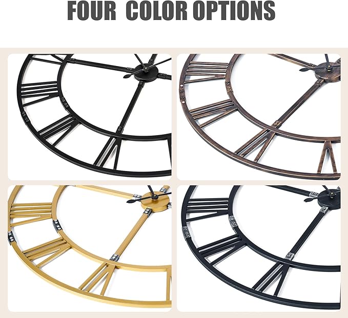 Ohweog Large Wall Clock for Living Room Decor – 48 Inch Silent Non-Ticking