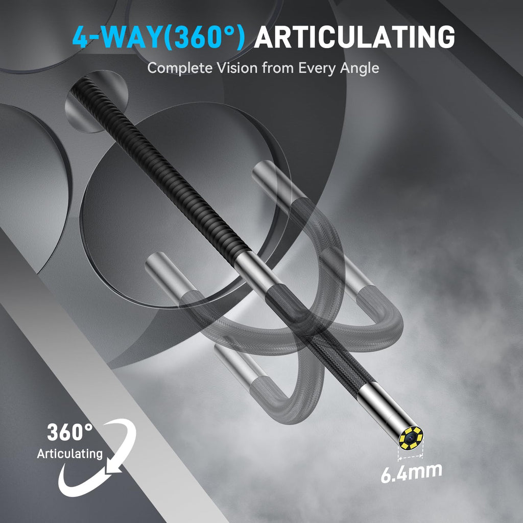 6.4mm 360° articulating borescope 4-way endoscope camera with shown in use
