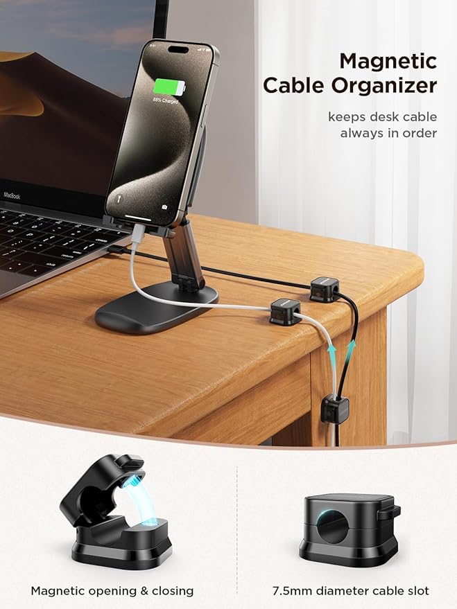 12 Pack Magnetic Cable Management Clips, Phone Electric Charging Cord Holder
