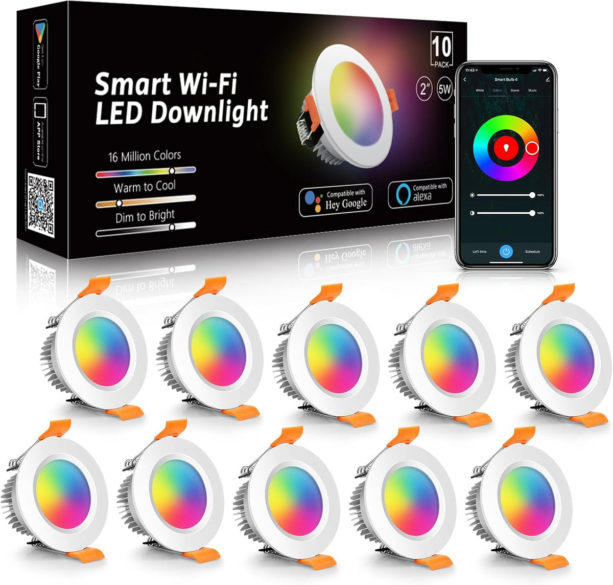 LightingWill 2 Inch LED Recessed Lighting, Smart WiFi LED Downlight, 5W Ceiling (10 Pack)