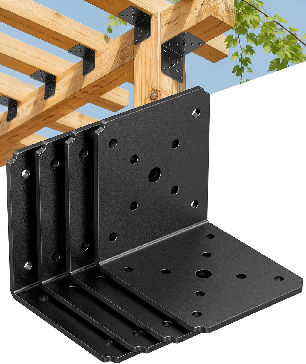 4PCS L Brackets Heavy Duty, 4X4X3.5 L Brackets for Wood Black