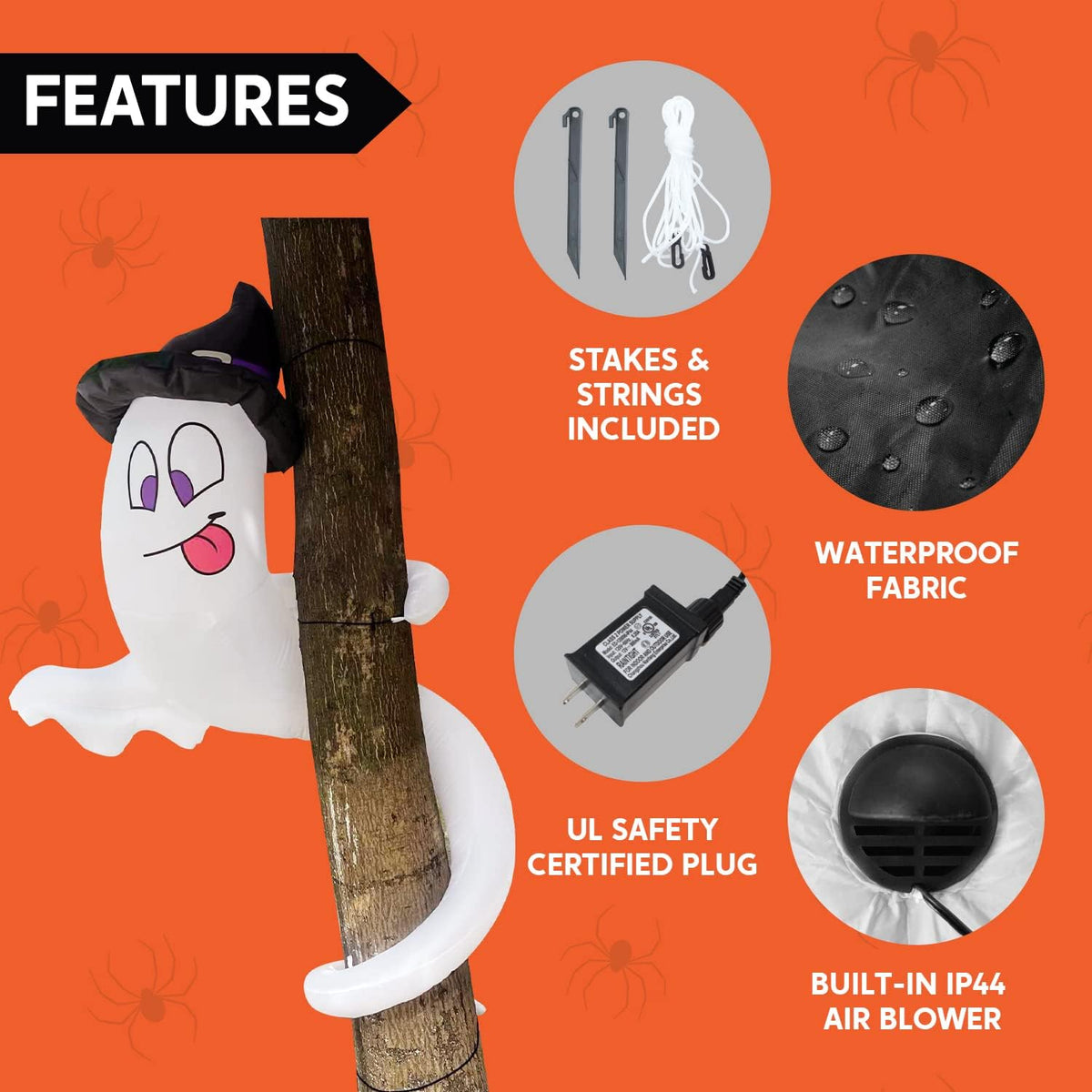 Joiedomi Halloween Inflatables Outdoor Decorations, Inflatable Ghost Halloween Decor Outdoor, Blow Up Ghost Twining Around Tree with Build-in LEDs for Yard Decorations