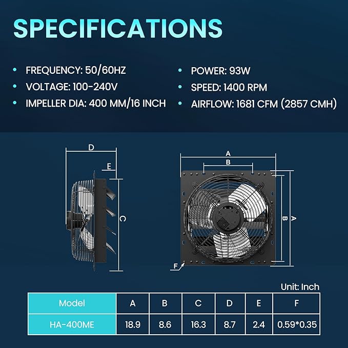 HG Power 16 Inch Attic Fan