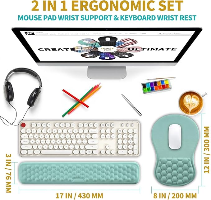 Hokafenle 2 in 1 Ergonomic Mouse Pad Wrist Support & Wrist Rest