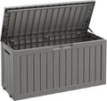 Fancyango 90 Gallon Large Outdoor Storage Deck Box Waterproof, Grey