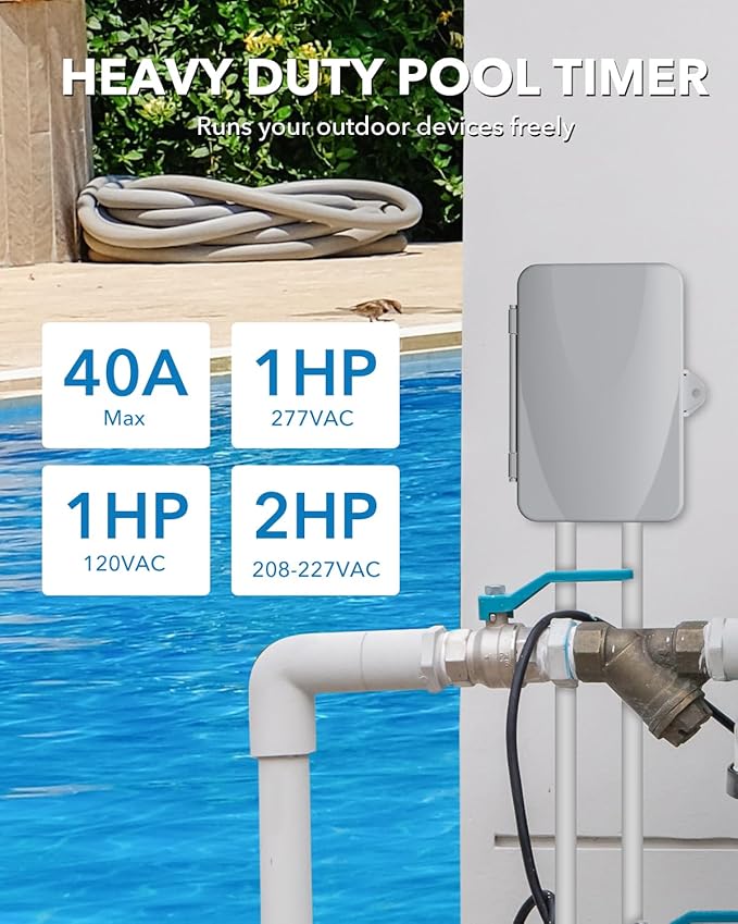 BN-LINK Pool Pump Timer, Outdoor Mechanical Timer Box, Heavy Duty 24 Hour