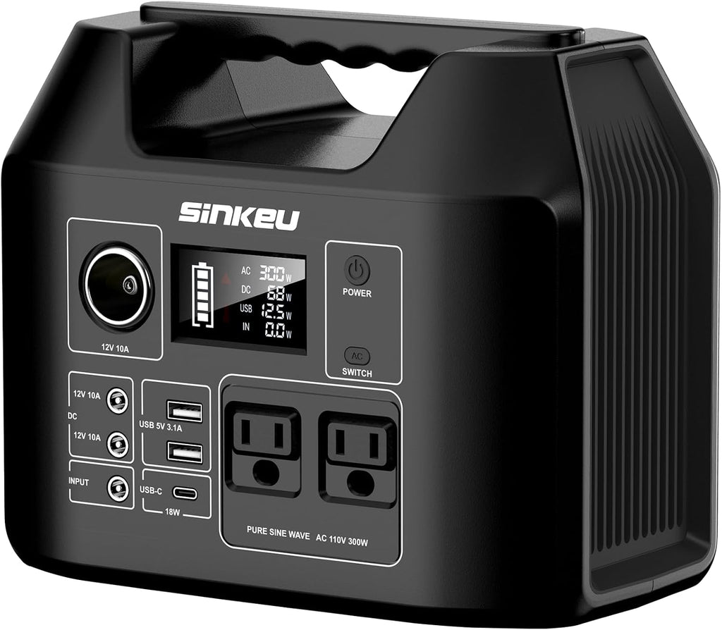SinKeu Portable Power Station 80000mAh, 256Wh LiFePO4 Battery Backup, 300W AC
