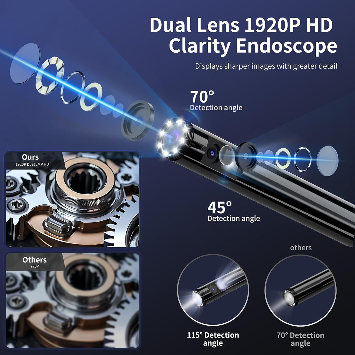 endoscope camera with light, 1920p hd borescope inspection shown in use