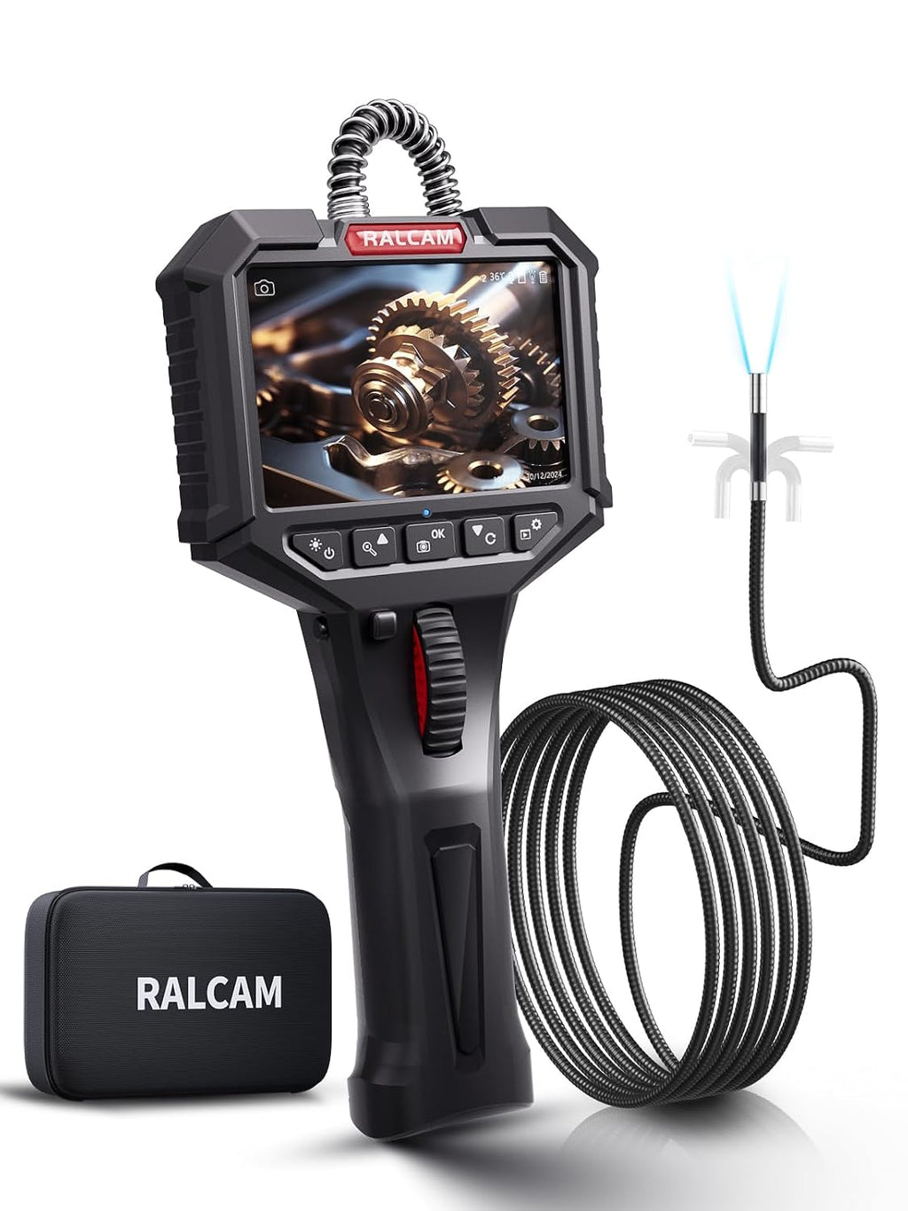 Ralcam Two-Way Articulating Borescope with Light, Slim Probe