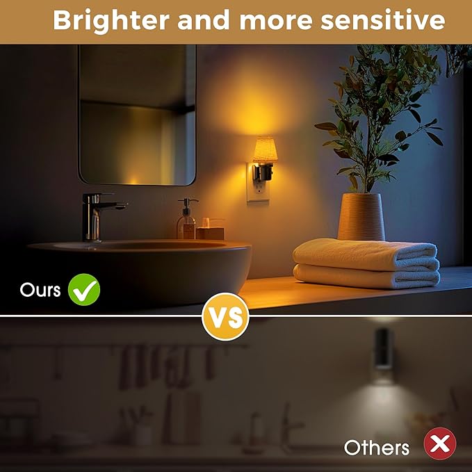 L LOHAS LED Night Lights Plug into Wall, 2 Pack Linen Fabric Round Platform