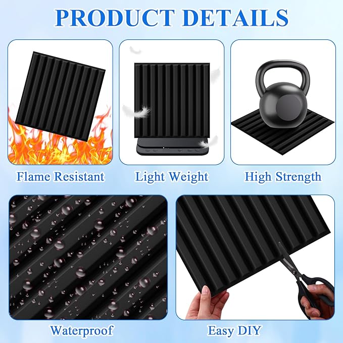 Nuanchu 120 Pcs 3D Slat Wall Panels 12 x 12 Inch PVC Fluted Textured Panel
