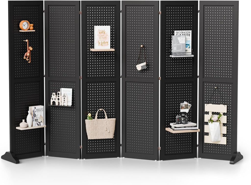 Bonnlo 4/6 Panel Pegboard Freestanding, 5 FT Portable Display Board Organizer