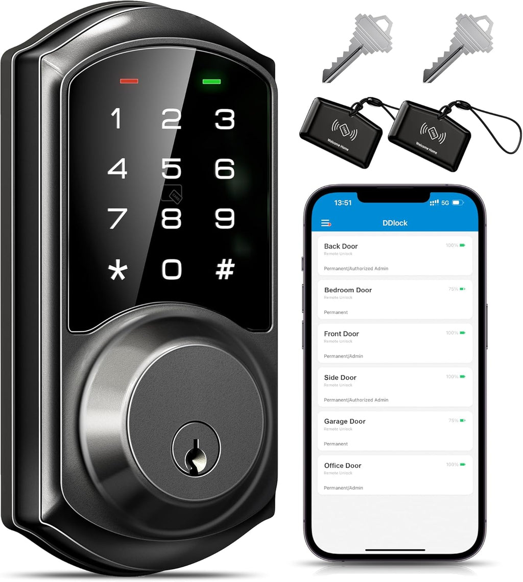 Veise VE06 Smart Lock for Front Door, App Control, Matte Black