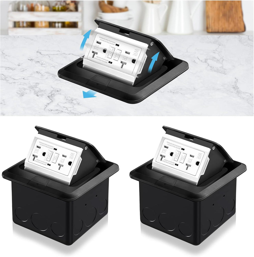 Vagueior Recessed Floor Electrical Outlet Kit, Waterproof Electrical Outlet (2 Pack)