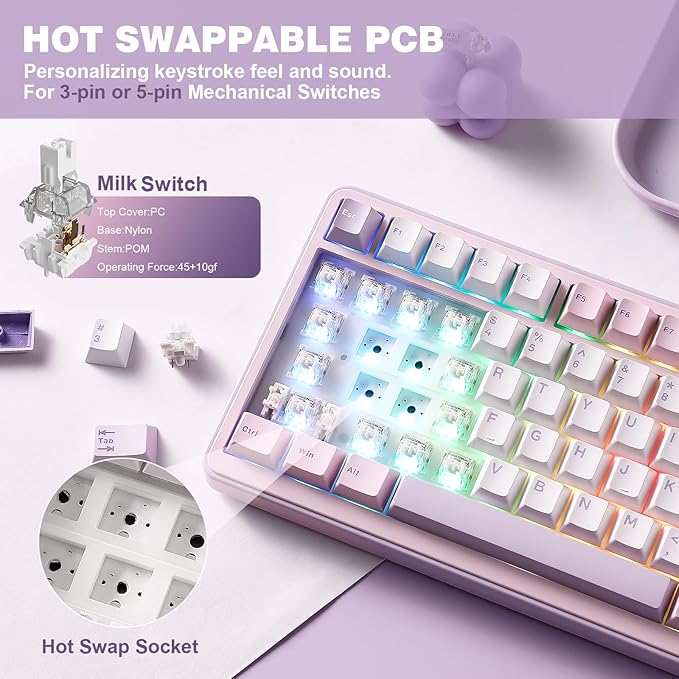 YUNZII B75 PRO Wireless Mechanical Keyboard, 75% Layout